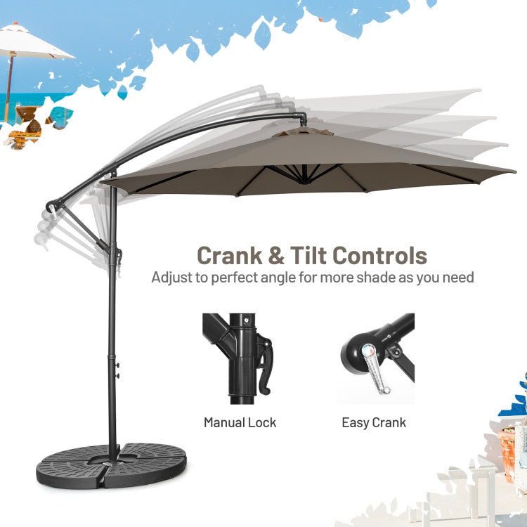 10 Feet Offset Umbrella with 8 Ribs Cantilever and Cross Base