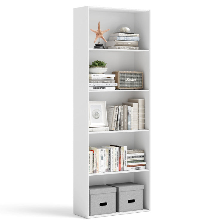 23.5 x 9.5 x 67 Inch 5-Shelf Multi-Functional Wood Bookcase for Home Office