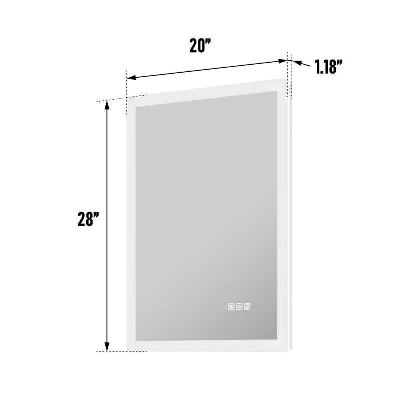 24-in W x 32-in H LED Lit Mirror Rectangular Fog Free Frameless Bathroom Vanity Mirror