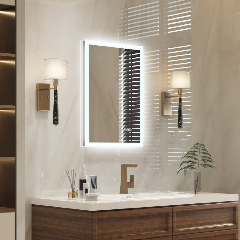 24-in W x 32-in H LED Lit Mirror Rectangular Fog Free Frameless Bathroom Vanity Mirror