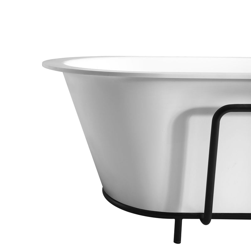 71inch Freestanding Artificial Stone Solid Surface Bathtub in Matte White