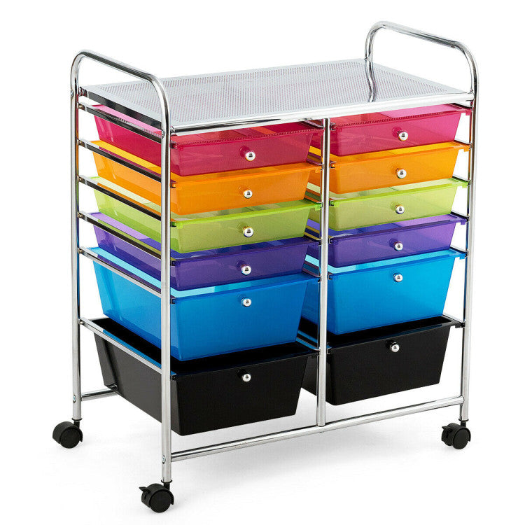 12 Drawers Rolling Cart Storage Scrapbook Paper Organizer Bins