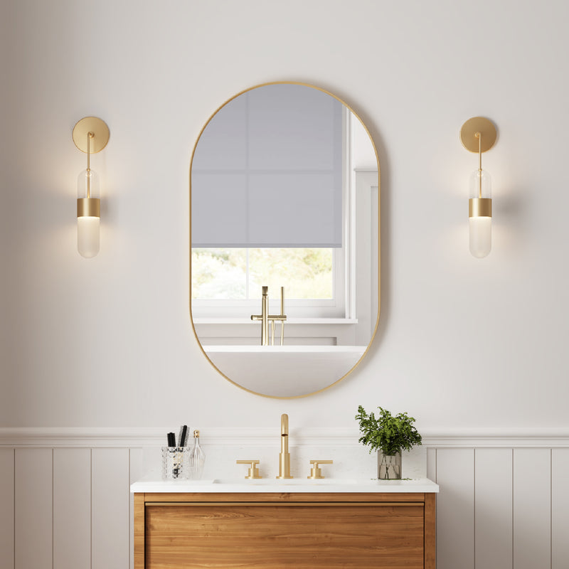 24 in. W x 40 in. H Oval Framed Wall Mount Bathroom Vanity Mirror in Brushed Gold