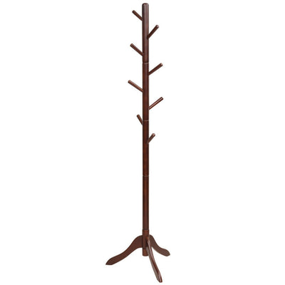 Adjustable Wooden Tree Coat Rack with 8 Hooks for Home Office Hall Entryway