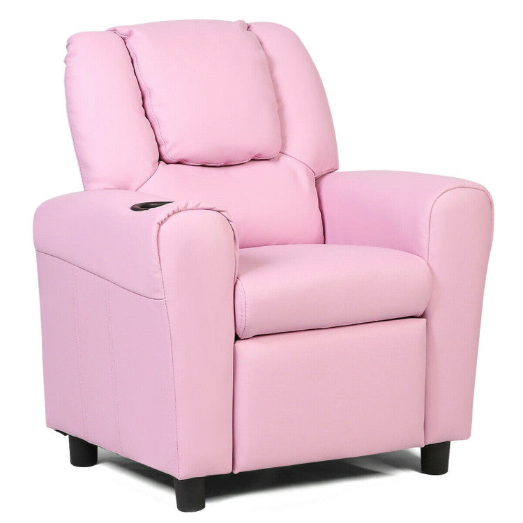 Children PU Leather Recliner Chair with Front Footrest