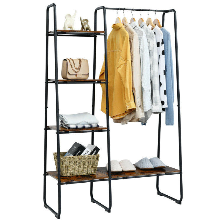 Clothes Rack Free Standing Storage Tower with Hanging Bar