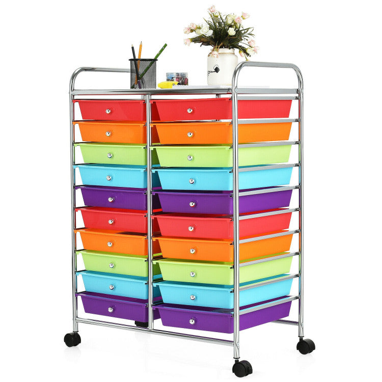 20 Drawers Rolling Storage Cart Studio Organizer