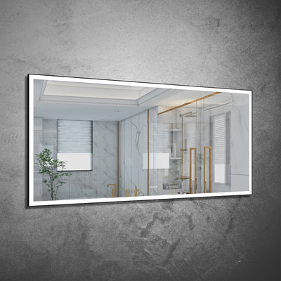 72 in. W x 36 in. H Rectangular Framed LED Light Wall Vertical/Horizontal Bathroom Vanity Mirror in Alumi