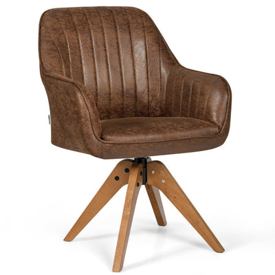 Stylish Swivel Home Office Chair with Solid Wood Legs