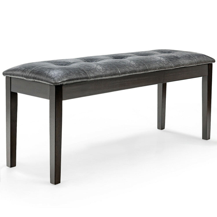 Traditional Upholstered PU Leather Dining Room Bench--Gray