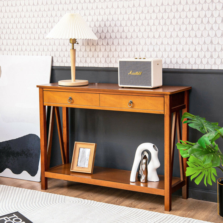 Console Table with Drawer Storage Shelf for Entryway Hallway