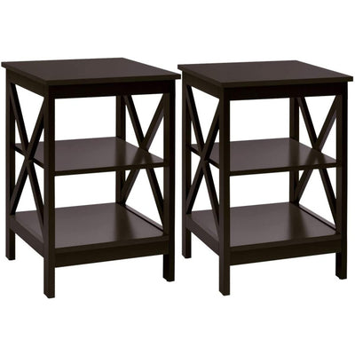 3-Tier X-Design Nightstands with Storage Shelves for Living Room Bedroom