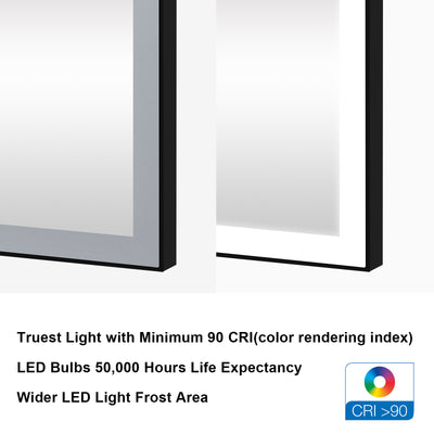 84 in. W x 42 in. H Rectangular Framed LED Light Wall Vertical/Horizontal Bathroom Vanity Mirror