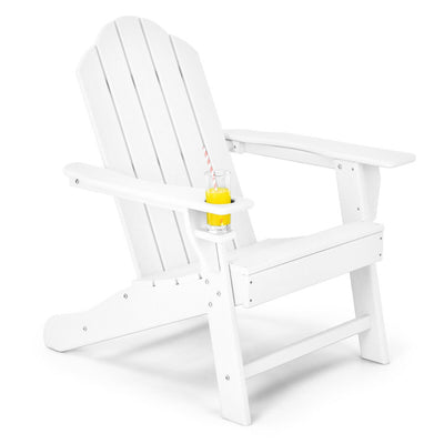 Outdoor Adirondack Chair with Built-in Cup Holder for Backyard Porch