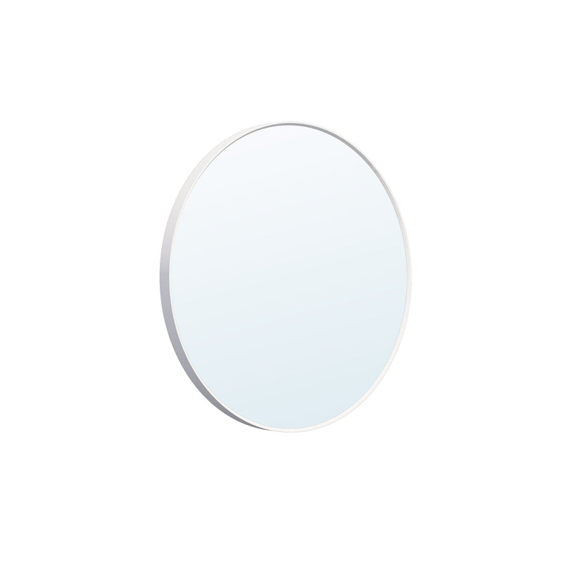 24 in. W x 24 in. H White Modern Bathroom Mirror Round Framed Aluminum Wall Mirror