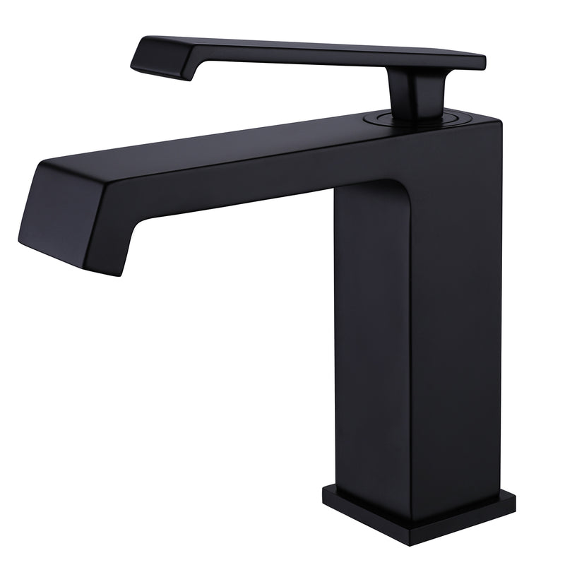 Single Hole Single-Handle Low Arc Bathroom Faucet in Matte Black