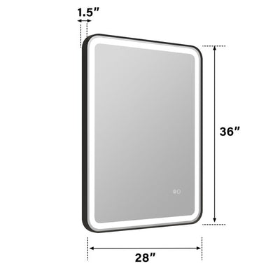 28 x 36 inch LED Bathroom Mirror, Wall Mounted Bathroom Vanity Framed Mirror with Dimmer, IP54 Enhanced Anti-Fog