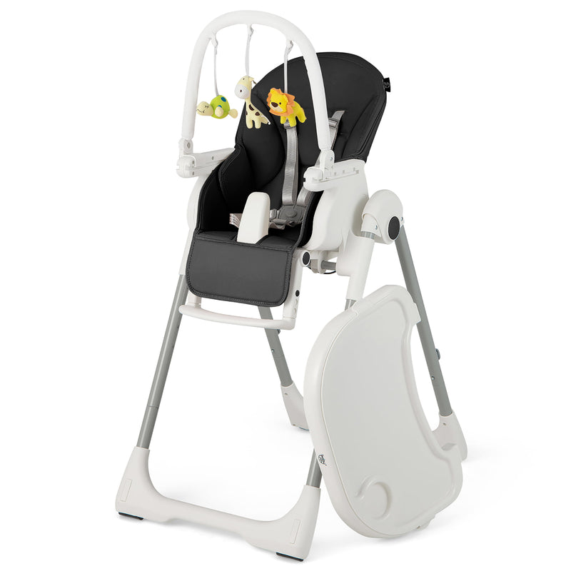 Foldable Baby High Chair w/ 7 Adjustable Heights & Free Toys Bar for Fun