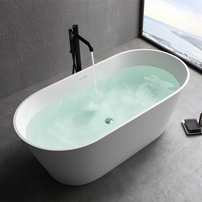 63inch Stone Resin Solid Surface Matte Flatbottom Freestanding Bathtub in White