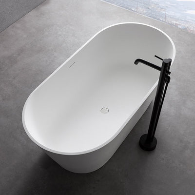 63inch Stone Resin Solid Surface Matte Flatbottom Freestanding Bathtub in White