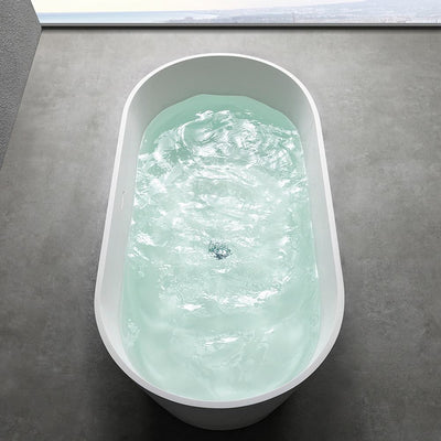 63inch Stone Resin Solid Surface Matte Flatbottom Freestanding Bathtub in White