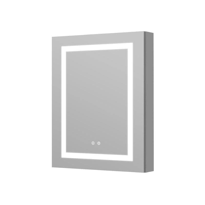 24" x 30" LED Lighted Surface/Recessed Mount Silver Mirrored Medicine Cabinet with Outlet Right Side