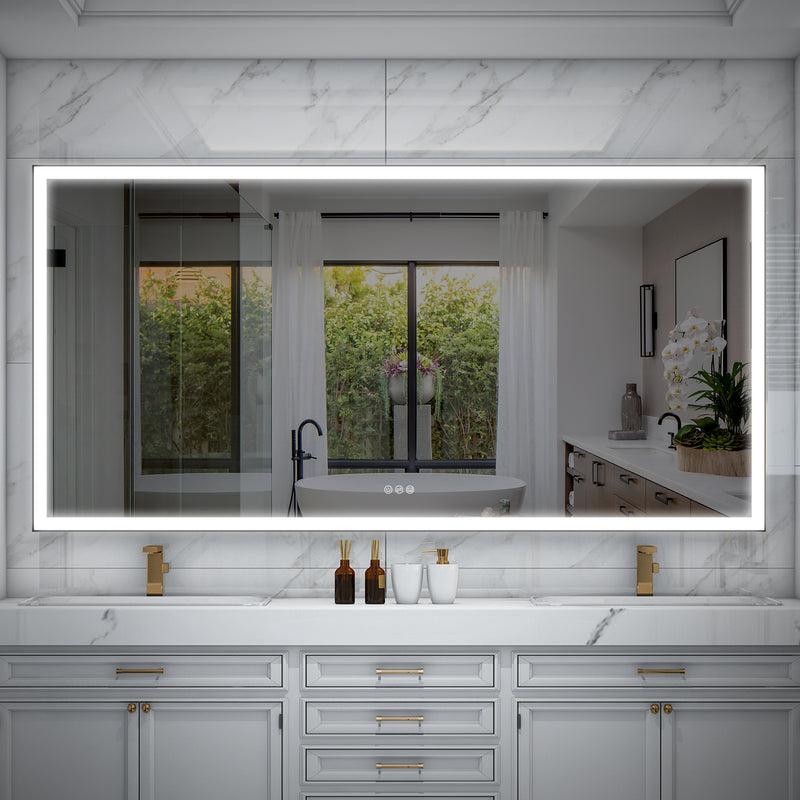 84 in. W x 42 in. H Rectangular Framed LED Light Wall Vertical/Horizontal Bathroom Vanity Mirror