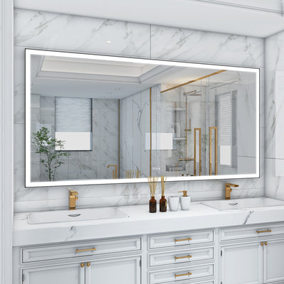 84 in. W x 42 in. H Rectangular Framed LED Light Wall Vertical/Horizontal Bathroom Vanity Mirror