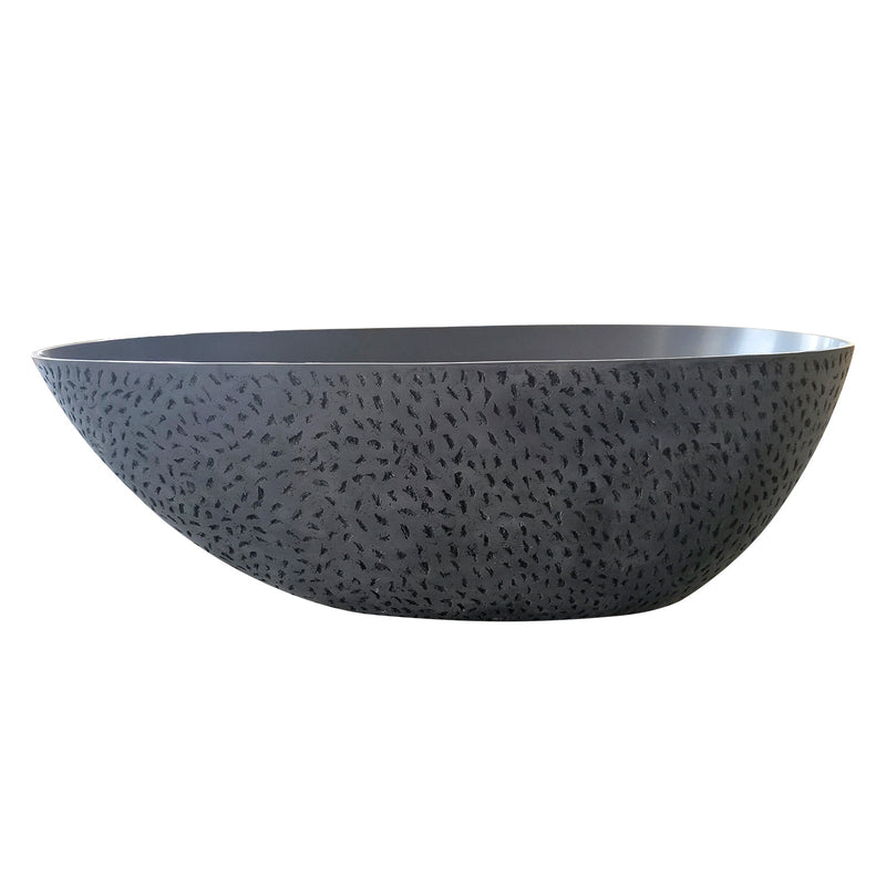 67inch Stone Resin Solid Surface Matte Flatbottom Freestanding Bathtub in Grey