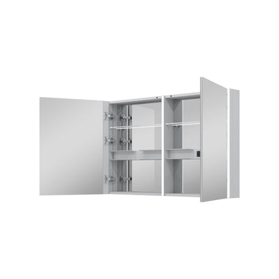 48 in. x 30 in.  Lighted LED Fog Free Surface Mount Silver Mirrored Soft Close Medicine Cabinet