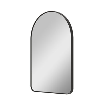 24 in. W x 36 in. H Arched Aluminum Framed Wall Bathroom Vanity Mirror in Matte Black