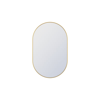 20 in. W x 32 in. H Oval Framed Wall Mount Bathroom Vanity Mirror in Brushed Gold