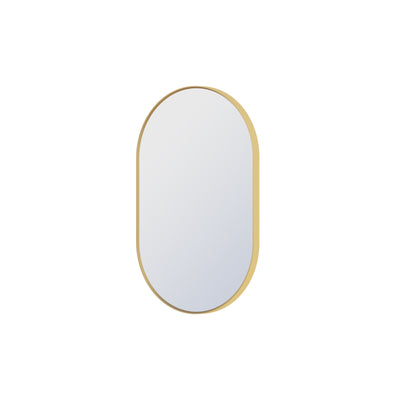 20 in. W x 32 in. H Oval Framed Wall Mount Bathroom Vanity Mirror in Brushed Gold