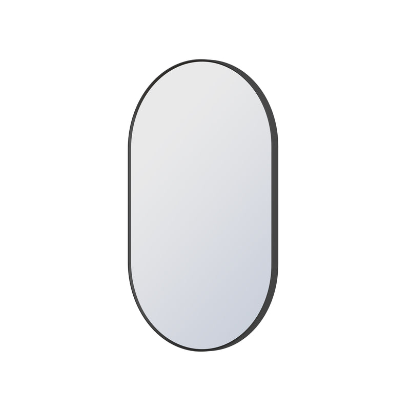 24 in. W x 40 in. H Oval Framed Wall Mount Bathroom Vanity Mirror in Matte Black