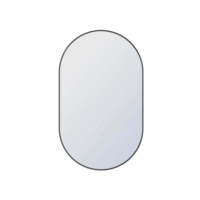 24 in. W x 40 in. H Oval Framed Wall Mount Bathroom Vanity Mirror in Matte Black