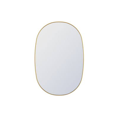 24 in. W. x 36 in. H Oval Framed Wall Bathroom Vanity Mirror in Brushed Gold