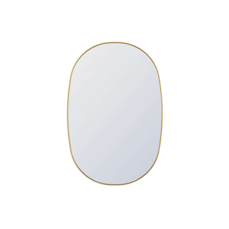 24 in. W. x 36 in. H Oval Framed Wall Bathroom Vanity Mirror in Brushed Gold