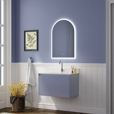 24 in. W x 36 in. H Acrylic Window Sill Shape Bezel-free LED Bathroom Vanity Mirror