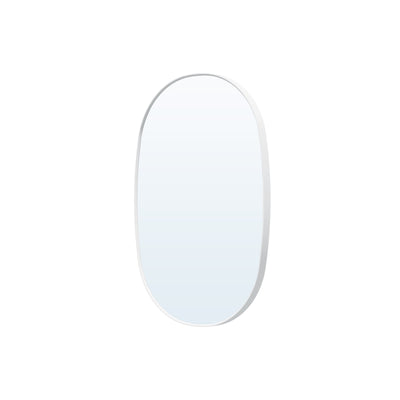 24 in. W. x 36 in. H Oval Framed Wall Bathroom Vanity Mirror in White