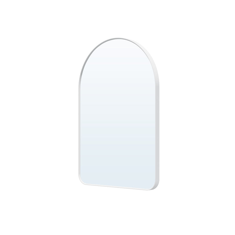 24 in. W x 36 in. H Arched Aluminum Framed Wall Bathroom Vanity Mirror in White