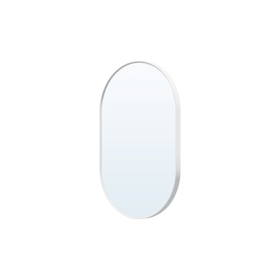 24 in. W x 40 in. H Oval Framed Wall Mount Bathroom Vanity Mirror in White