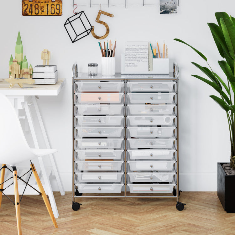 20 Drawers Rolling Storage Cart Studio Organizer