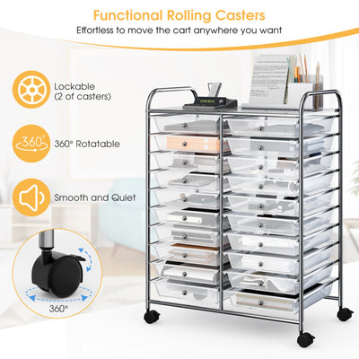 20 Drawers Rolling Storage Cart Studio Organizer