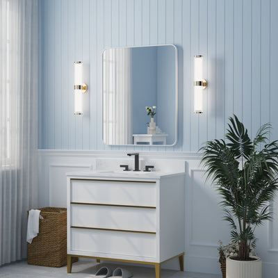 30-in W x 36-in H White Rectangular Framed Bathroom Vanity Mirror