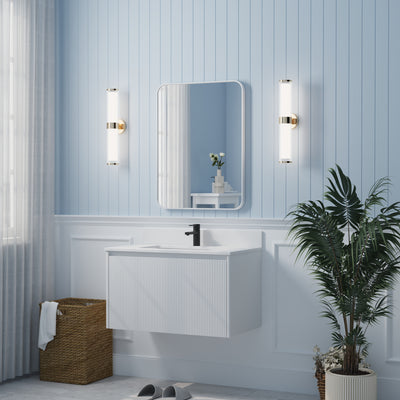 24-in W x 32-in H White Rectangular Framed Bathroom Vanity Mirror