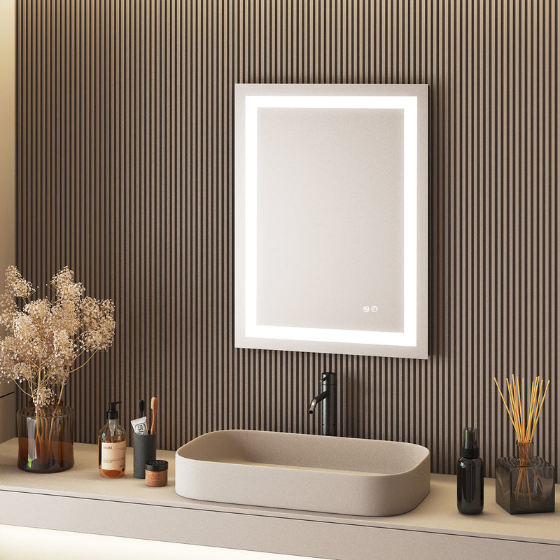 24 in. W x 32 in. H Frameless Rectangular LED Light Bathroom Mirror