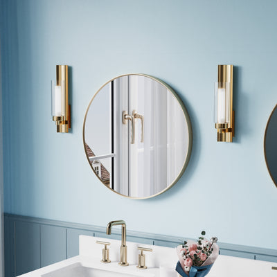 24 in. W x 24 in. H Brushed Gold Modern Bathroom Mirror Round Framed Aluminum Wall Mirror