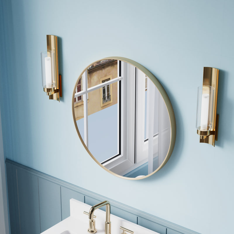 24 in. W x 24 in. H Brushed Gold Modern Bathroom Mirror Round Framed Aluminum Wall Mirror