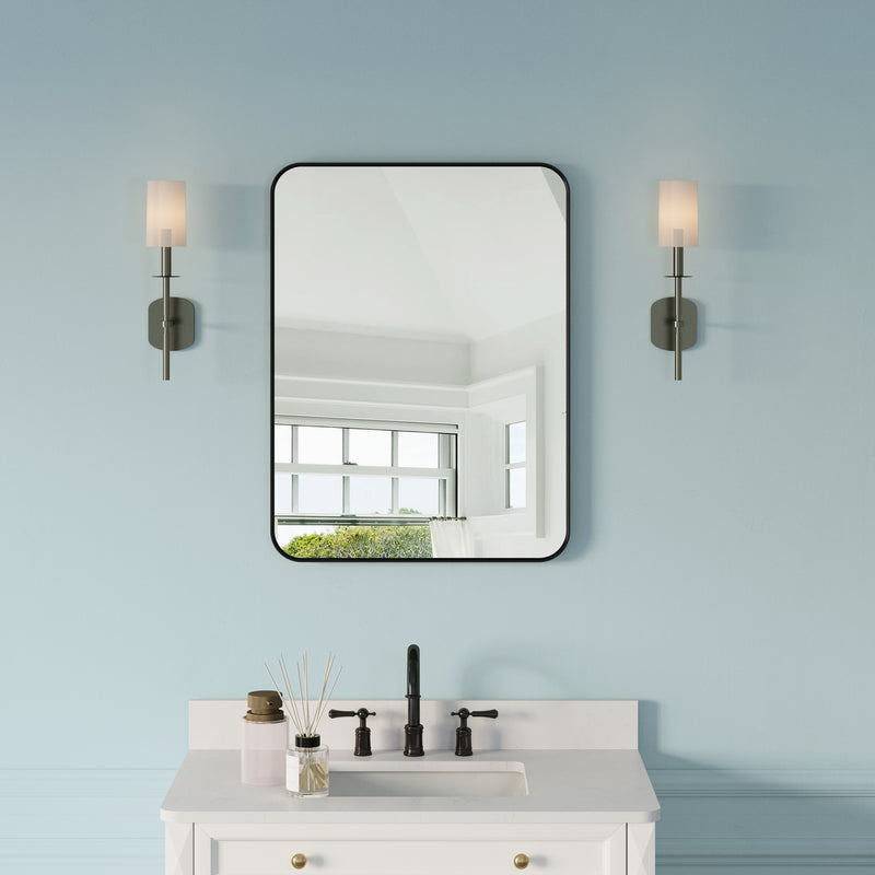 24-in W x 32-in H Black Rectangular Framed Bathroom Vanity Mirror