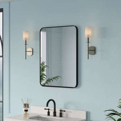 24-in W x 32-in H Black Rectangular Framed Bathroom Vanity Mirror